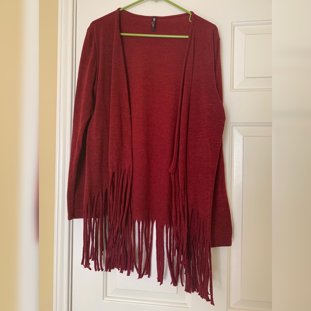 Red fringe cardigan